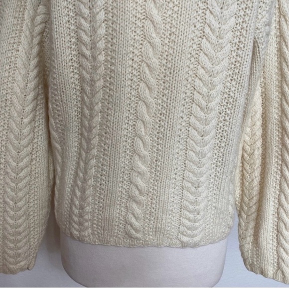 Vintage Women's Cream Thick Cable Knit Button Chunky Cardigan Size Large Classic - Picture 9 of 14